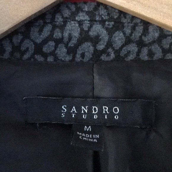 SANDRO Grey Print Ruffled Coat - Picture 3 of 6